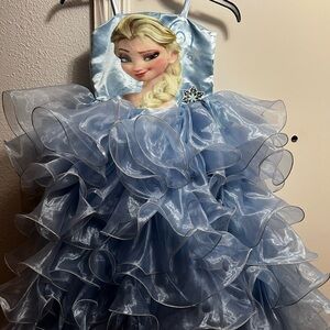 Custom made Ice Princess Light Blue Ruffled Princess Dress